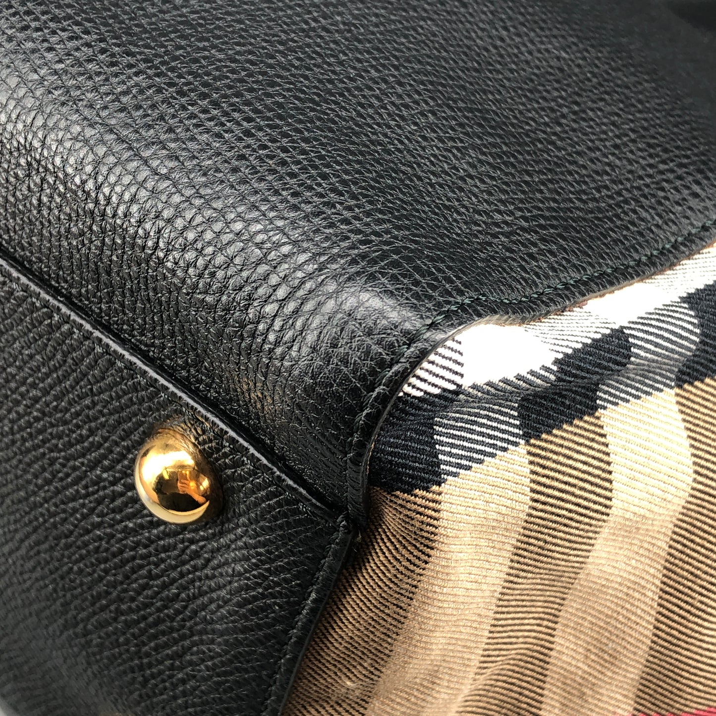 Burberry Check and Leather Tote Bag Beige