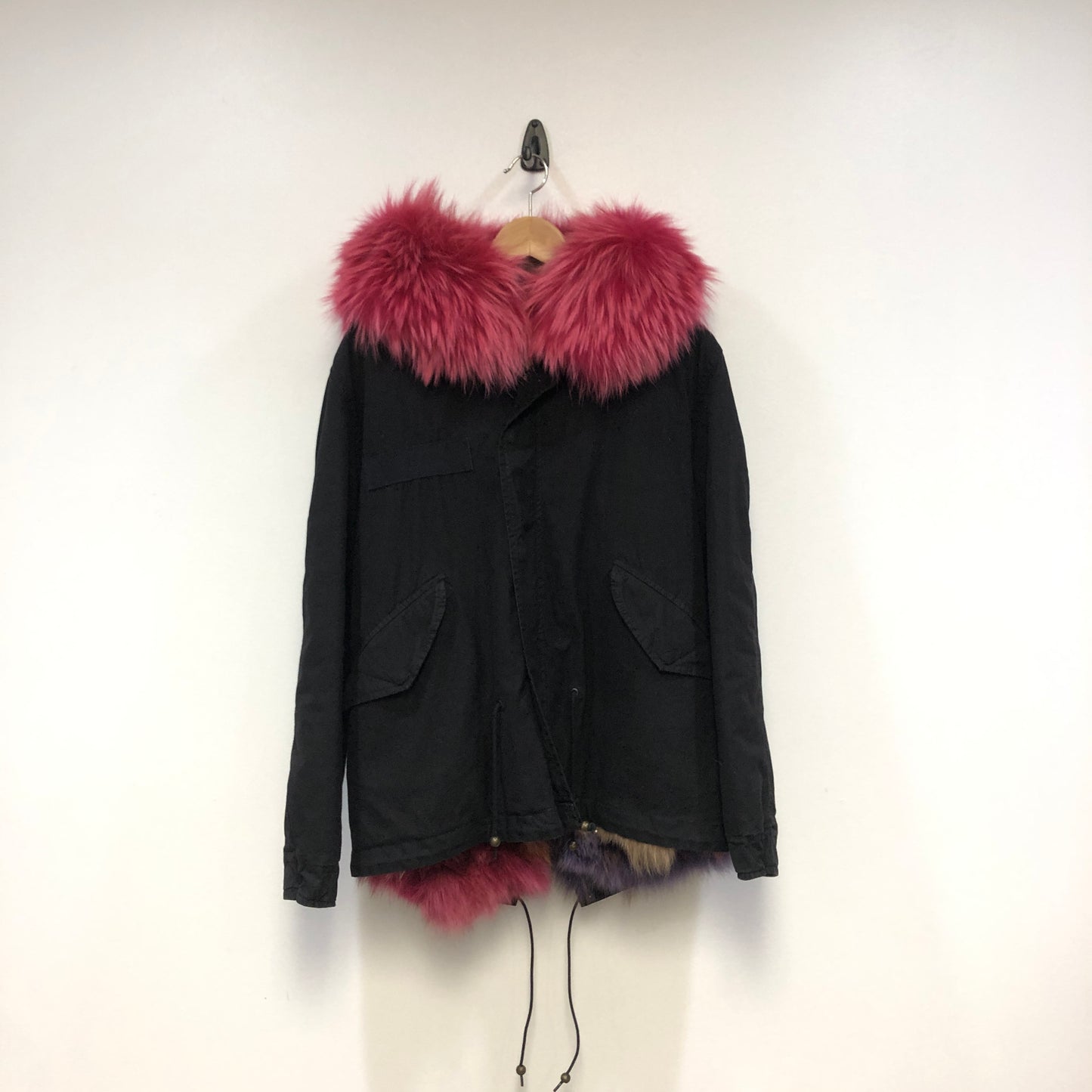 Mr & Mrs Black Fur‑Trim Hooded Parka Jacket Size XS
