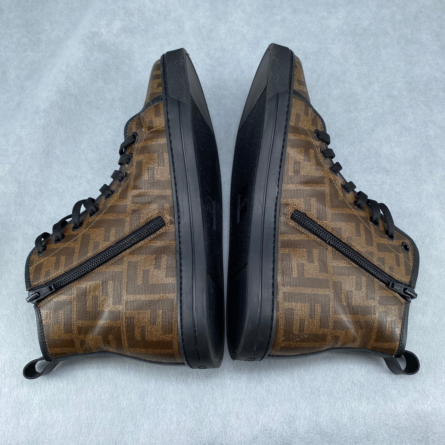Fendi FF Motif Women High‑Top Sneakers Size 37 brown