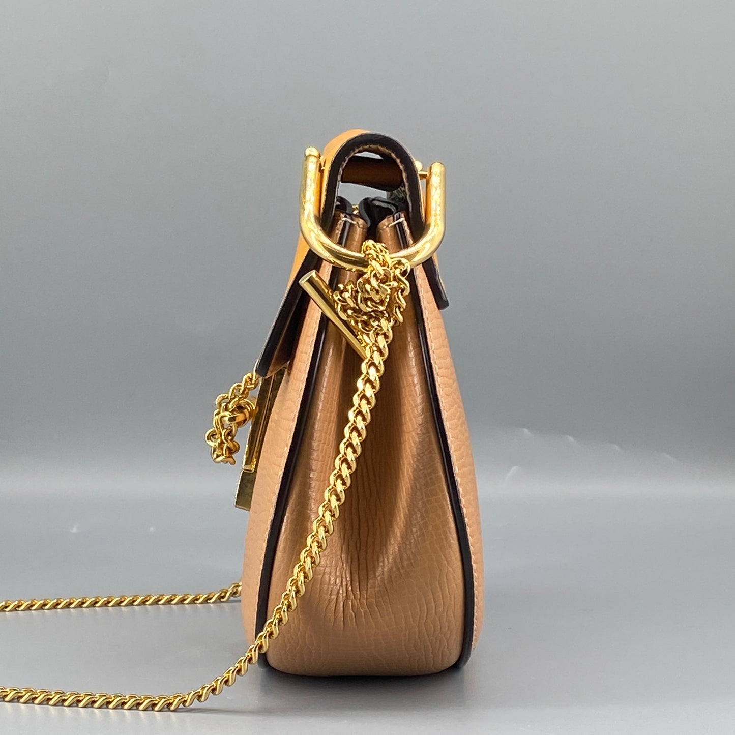 Chloe Yellow Nude Leather Drew Crossbody Saddle Bag