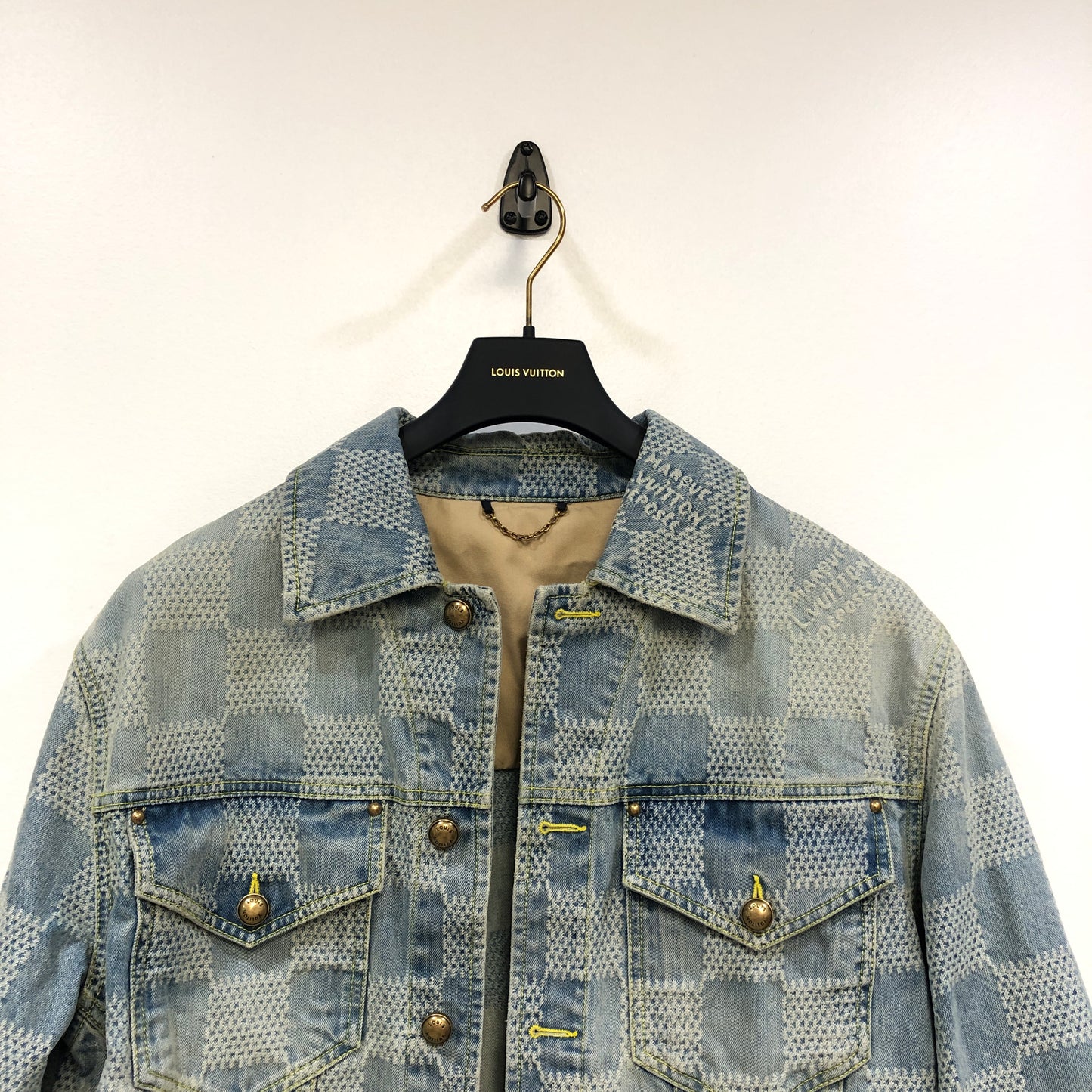 Louis Vuitton Blue Damier Denim Jacket Size 46