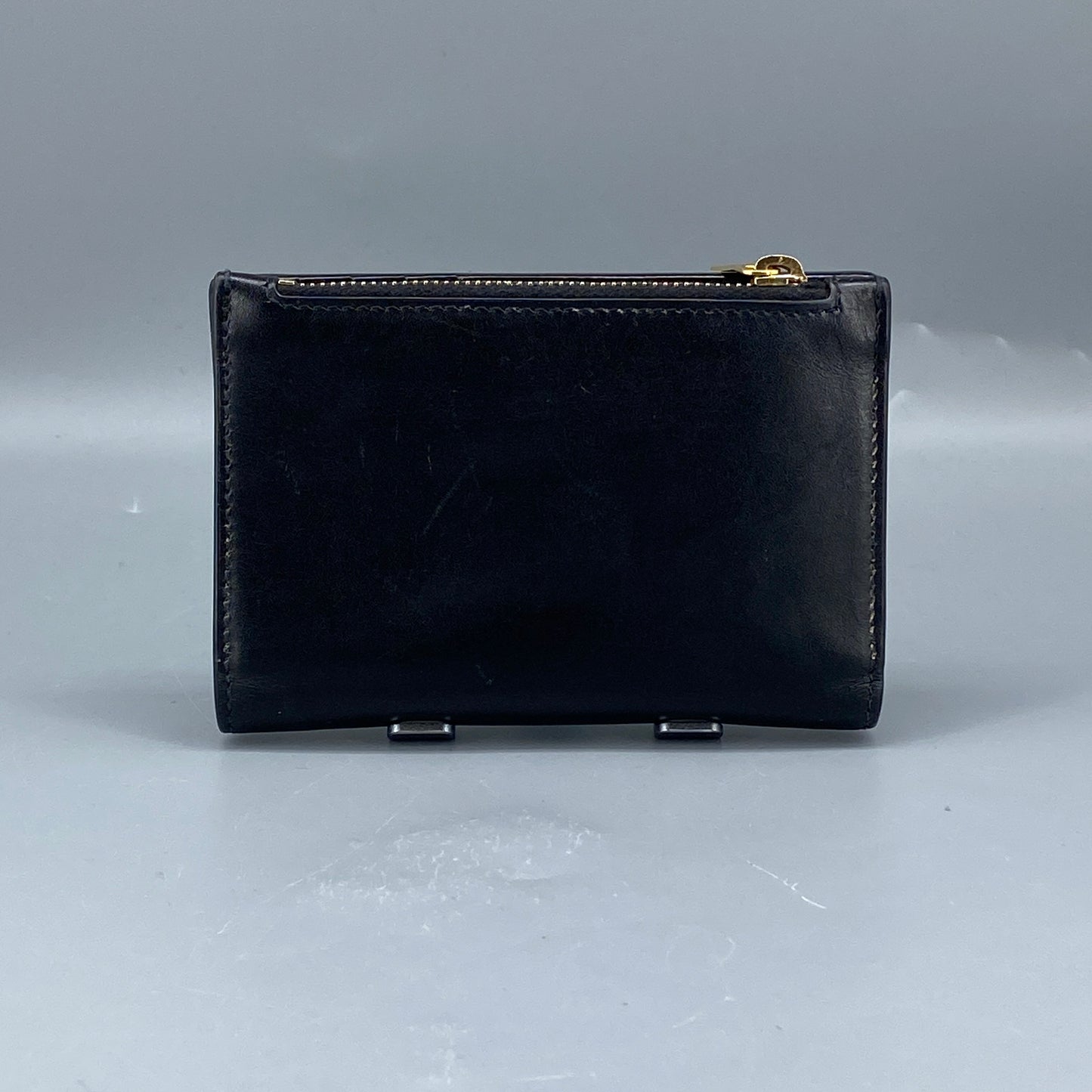 Saint Laurent Smooth Black Calfskin Bifold Wallet With Side Zipper