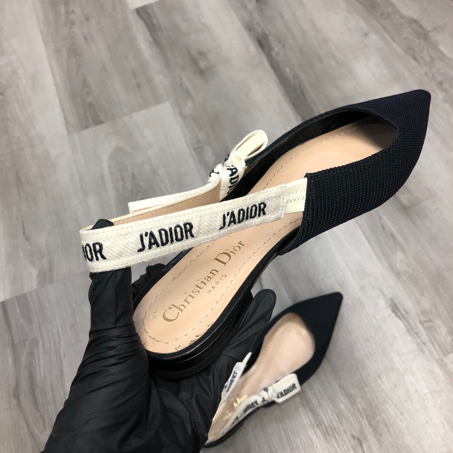 Christian Dior Women J’Adior Slingback Heels Shoes Black Size 36