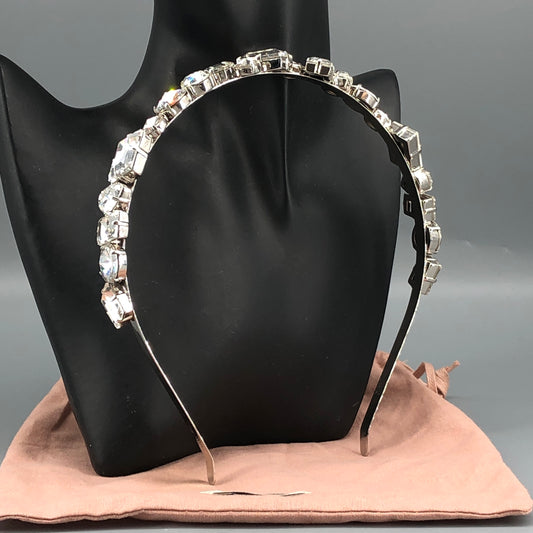 Miu Miu Crystal-Embellished Headband Silver