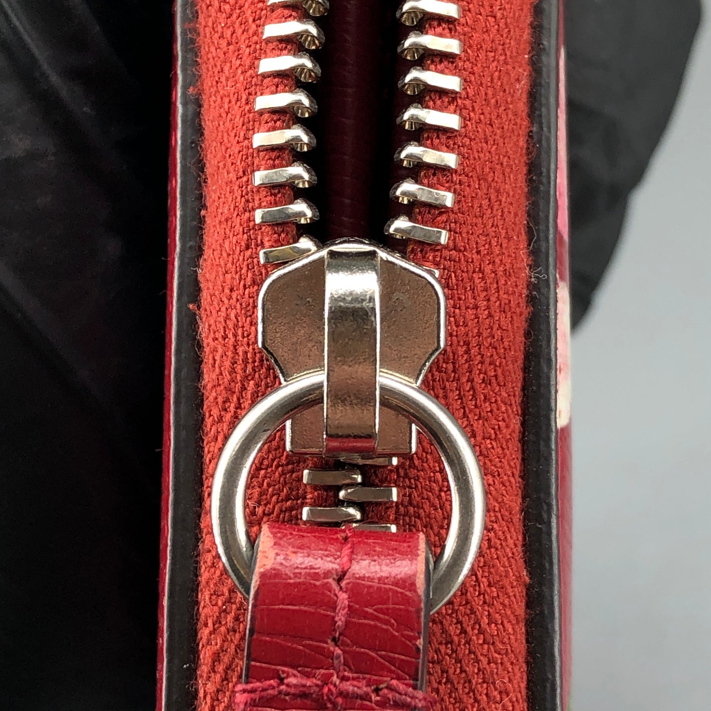 Gucci Red Floral Print Zip Around Long Wallet