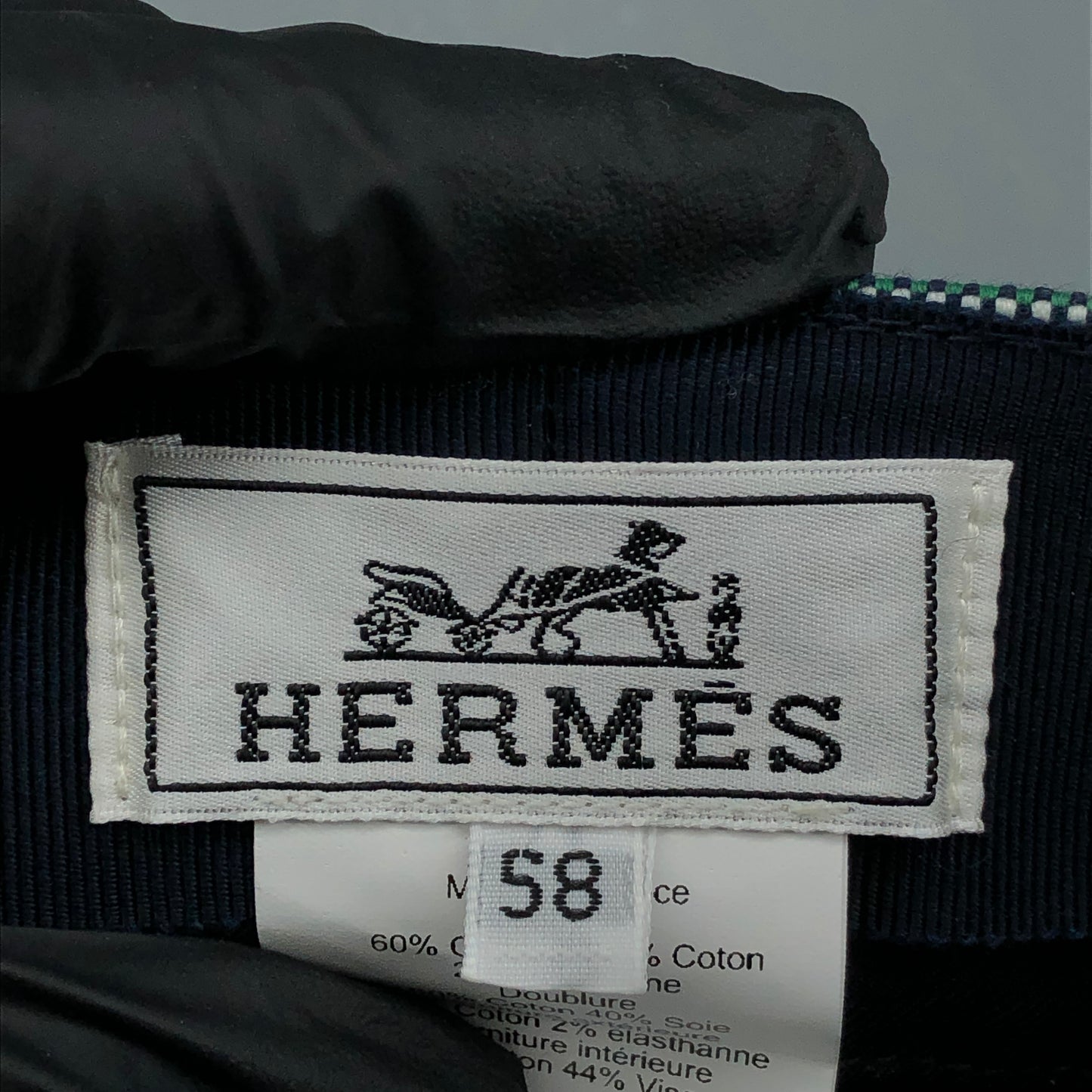 Hermes Dark Blue Woven Rib Newsboy Cap Size 58cm