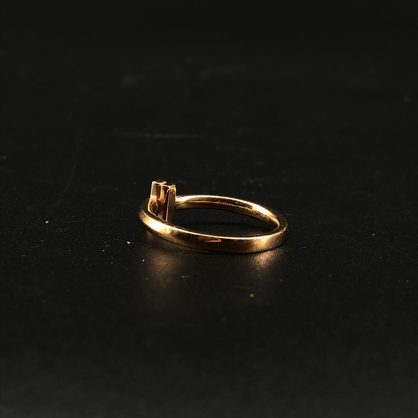 Tiffany & Co. 18K Gold T Tapered Band Ring Size 56mm AU750