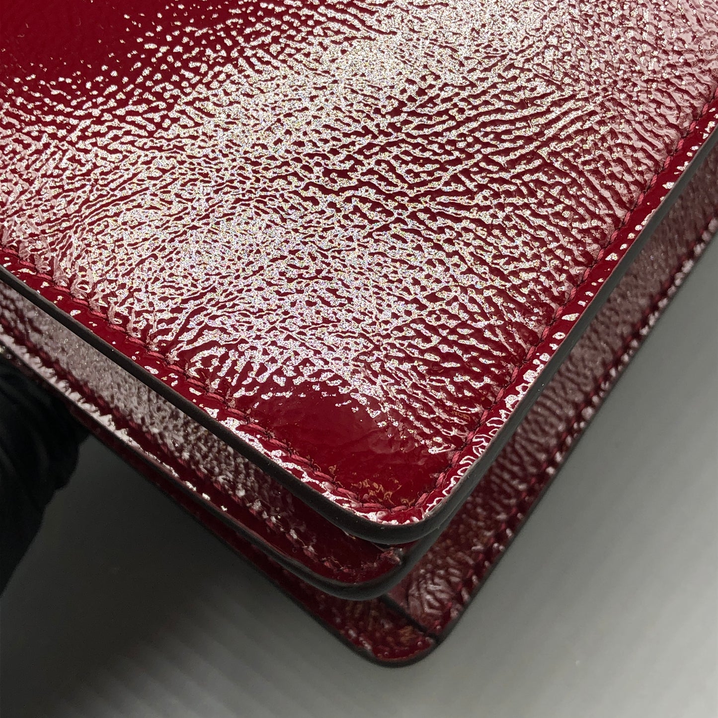 Gucci 2025 Dionysus Patent Leather Shoulder Bag Dark Red