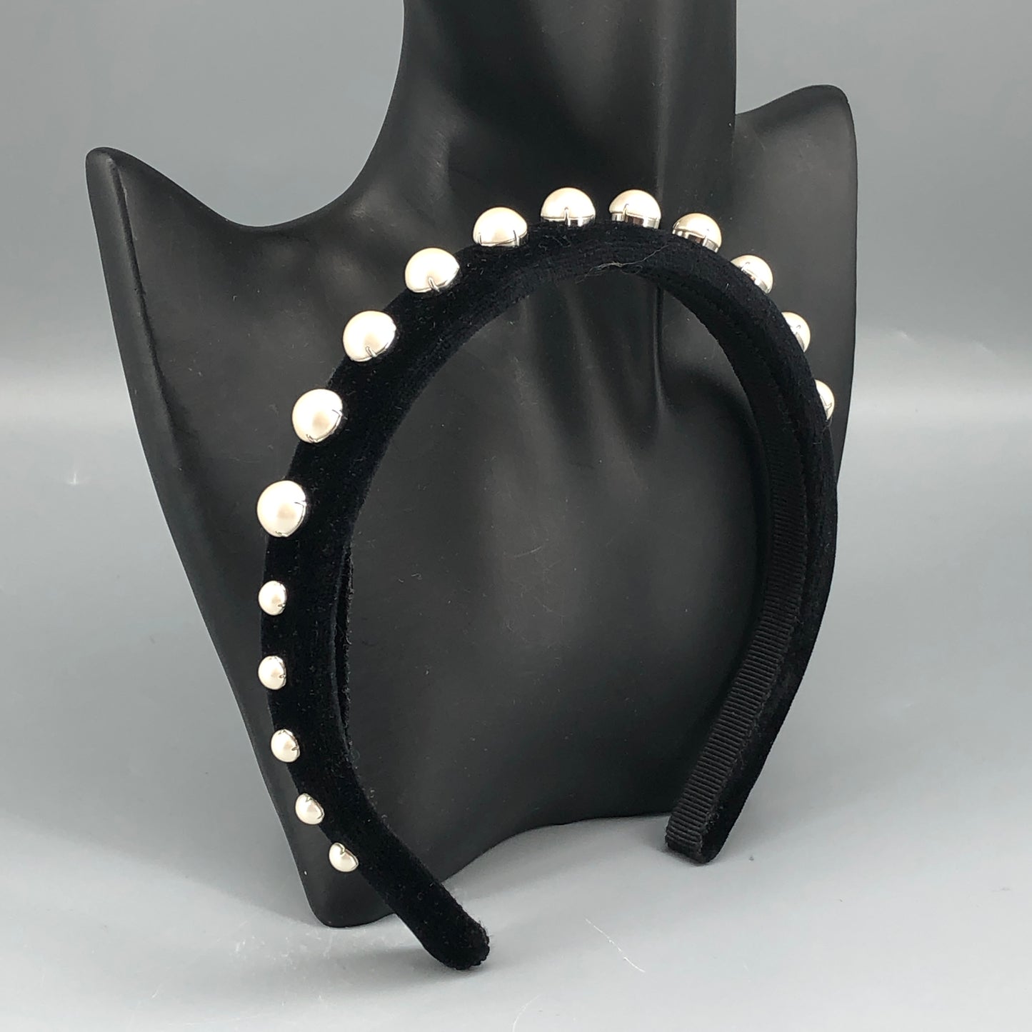 Miu Miu Velvet & Pearl Headband Black
