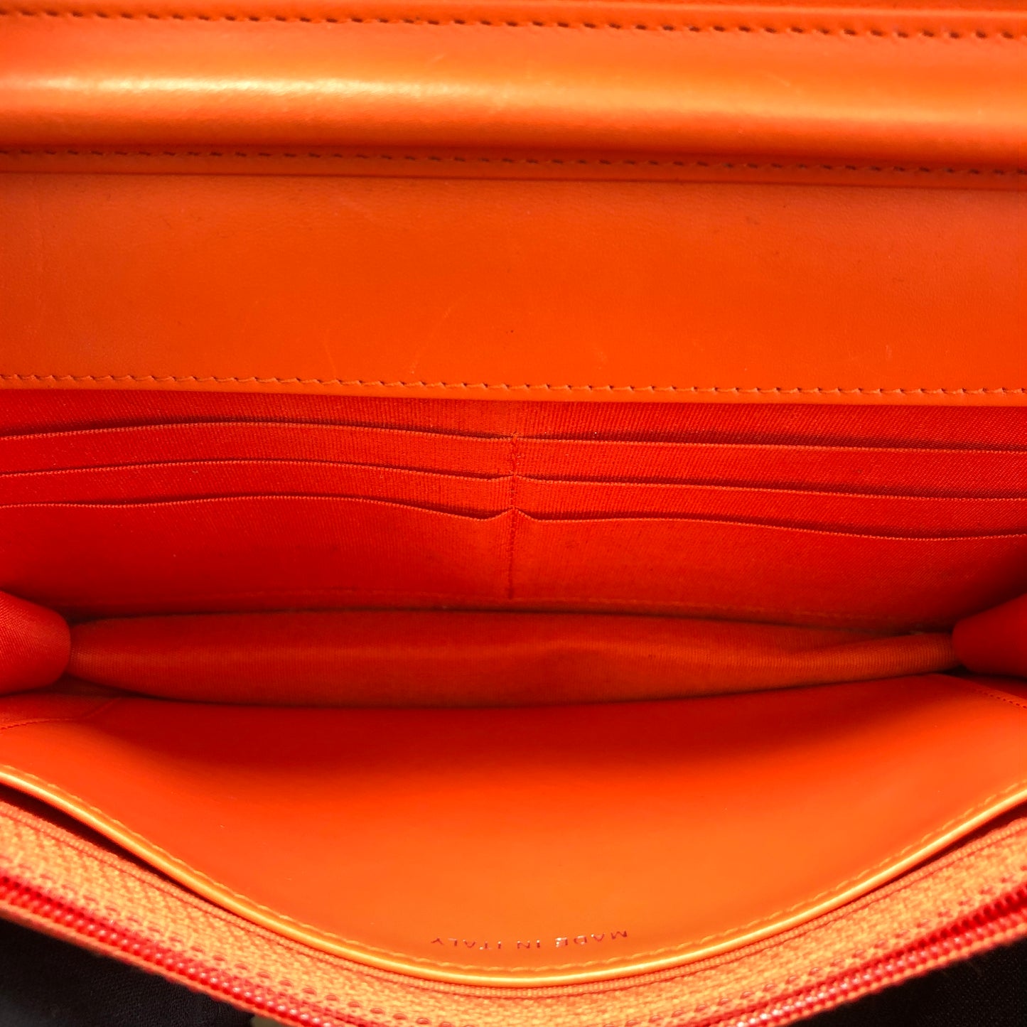 Chanel Boy Neon Orange Patent Leather Wallet on Chain Bag