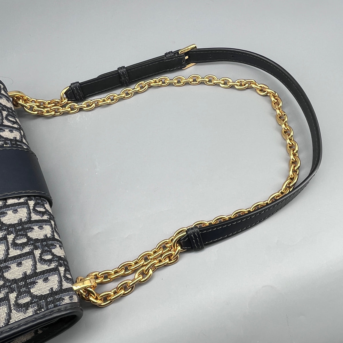 Christian Dior Navy Blue Oblique Jacquard 30 Montaigne Shoulder Bag