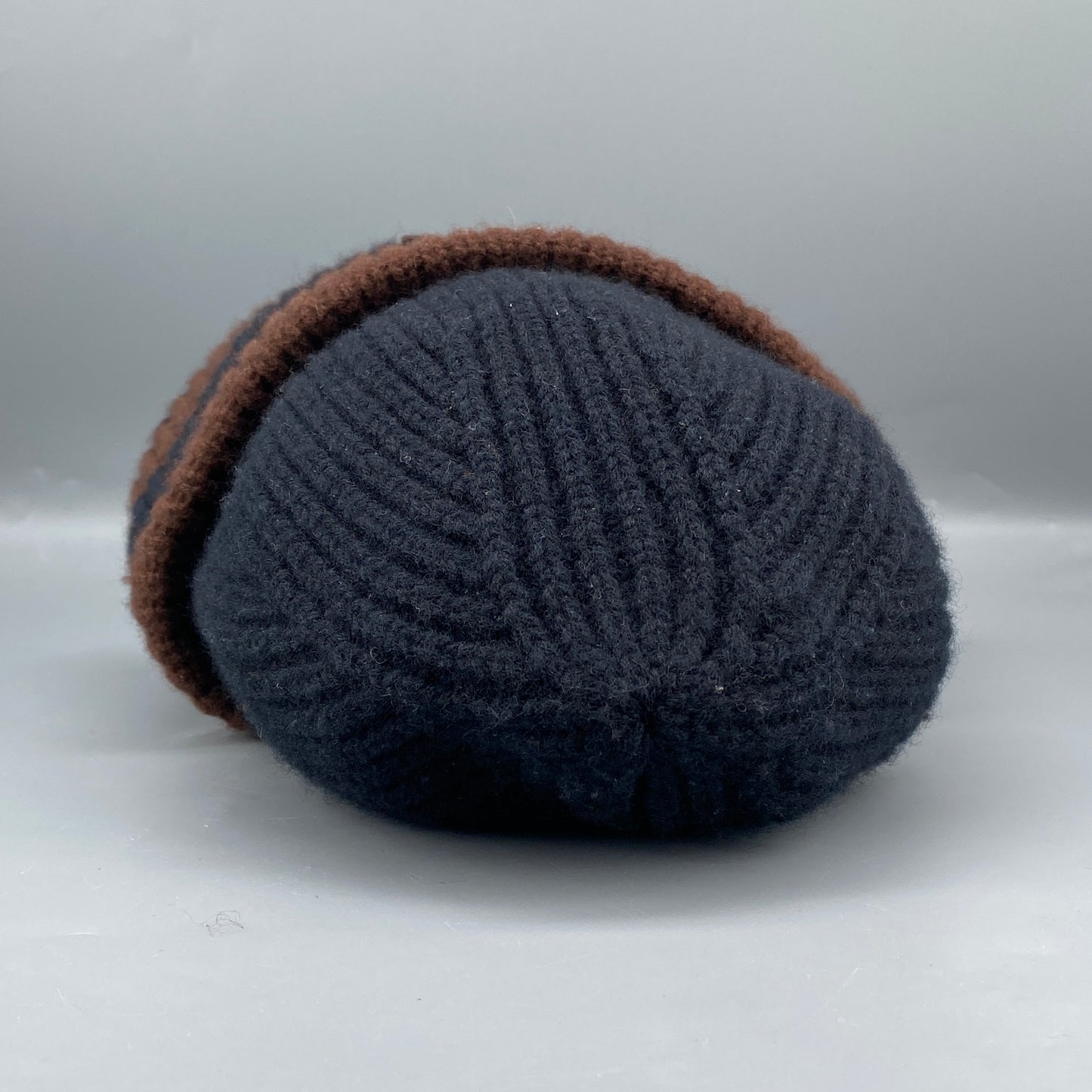 Acne Studios Black & Brown Striped Ribbed Knit Beanie Hat