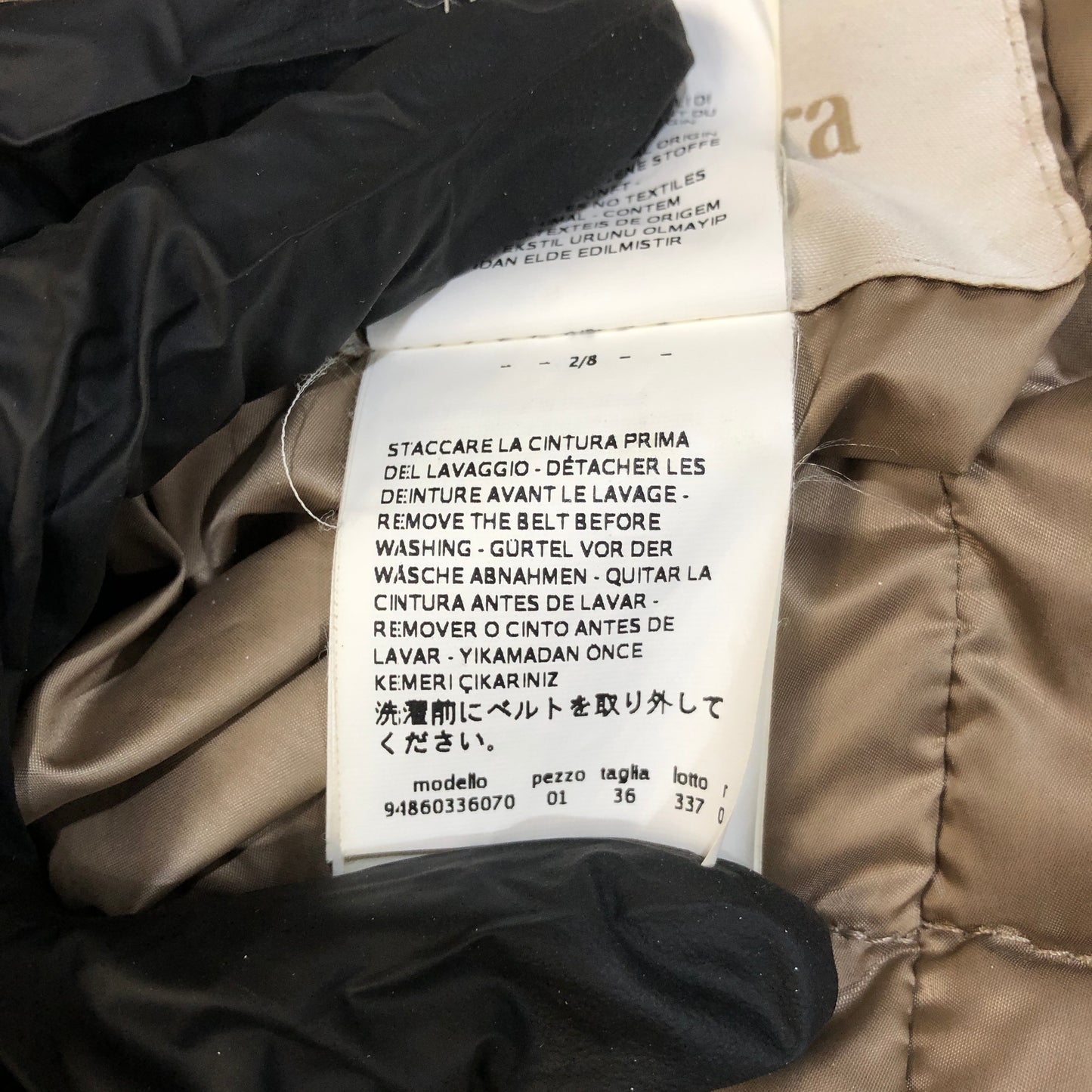 ‘S Max Mara Beige Lightweight Hooded Belted Down Mid-Length Coat Size 2