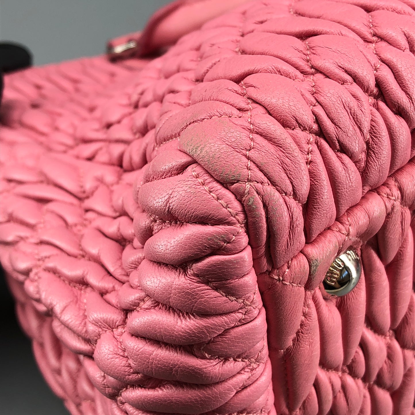 Miu Miu Matelasse Nappa Crystal Tote Bag Pink
