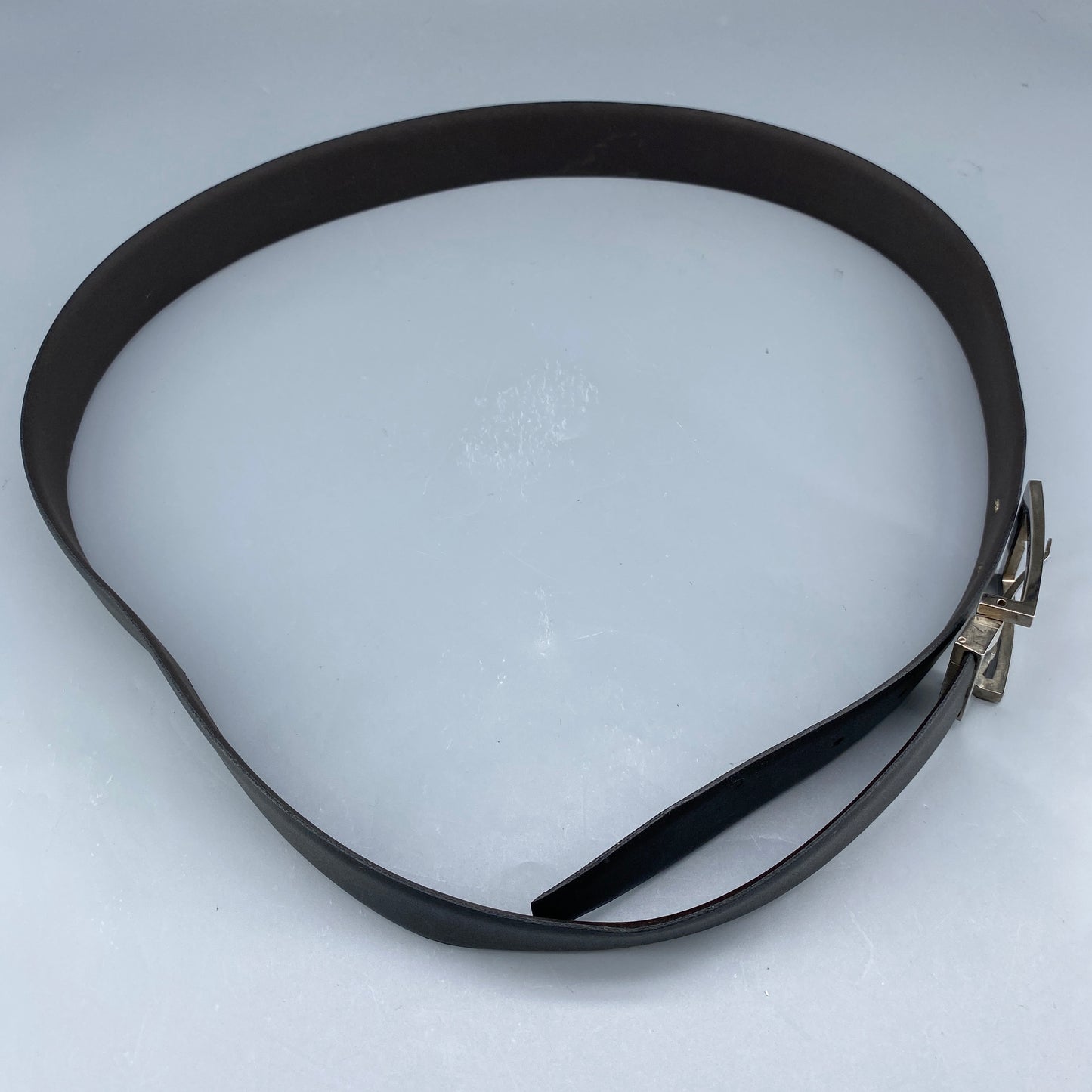 Lanvin Black Leather Square Pin Buckle Belt 100cm