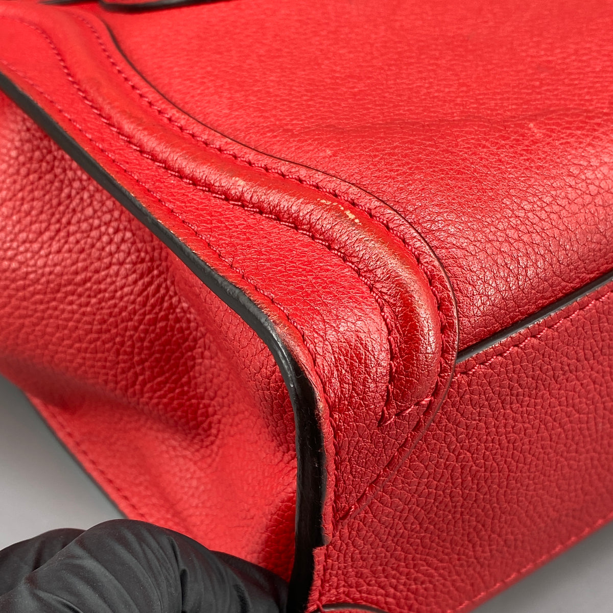 Celine Nano Luggage Red Leather Tote Bag
