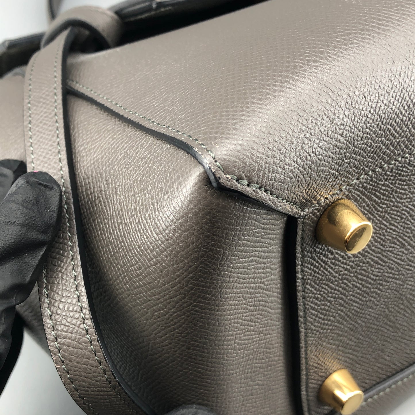 Celine Mini Belt Bag Grey Grained Leather Handbag
