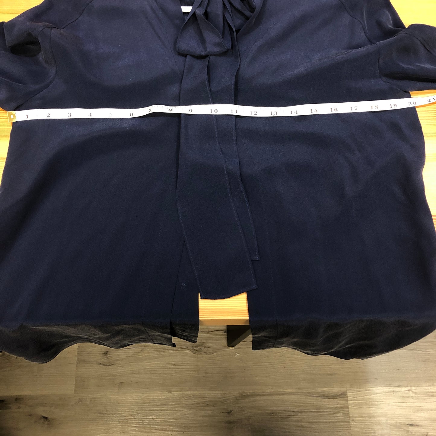 Cedric Charlier NWT Navy Blue Tie-Neck Blouse Size 38