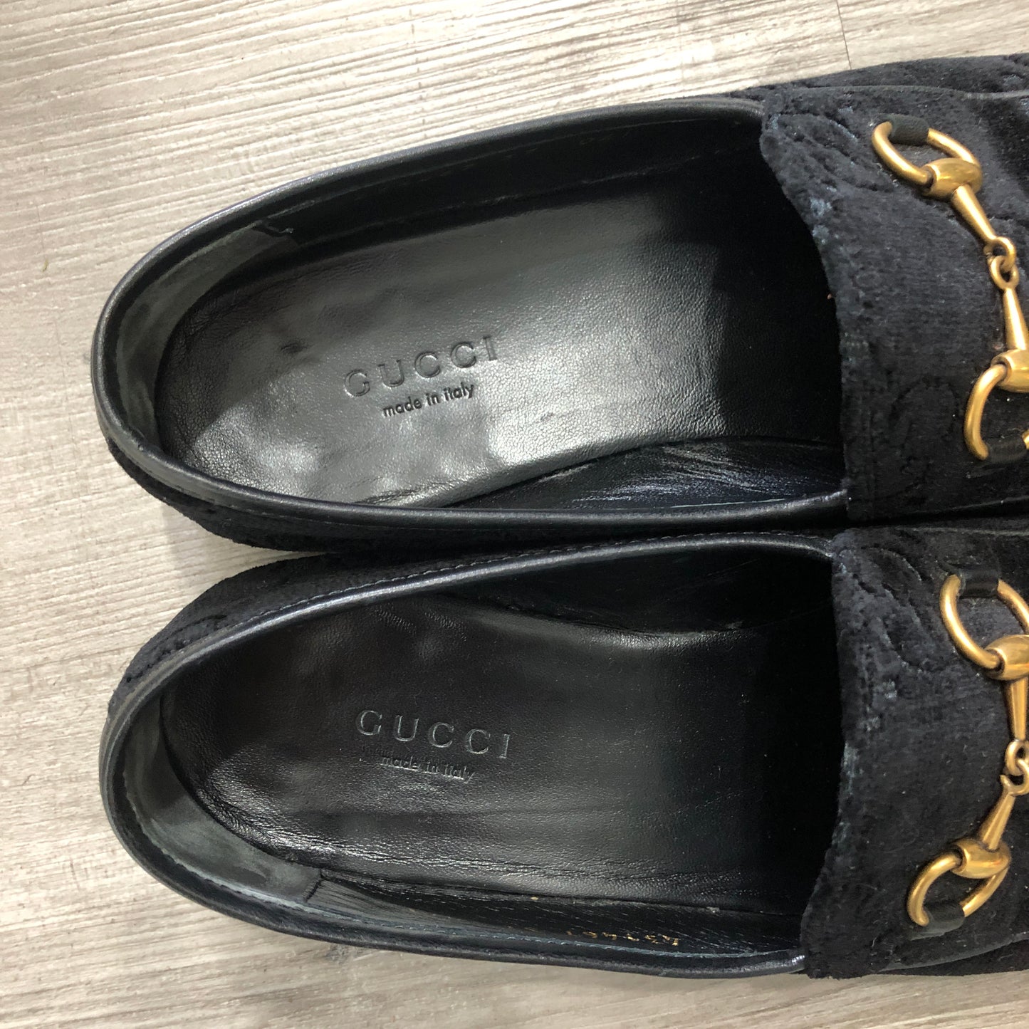 Gucci Women's Black GG Velvet Horsebit Loafers Size 37