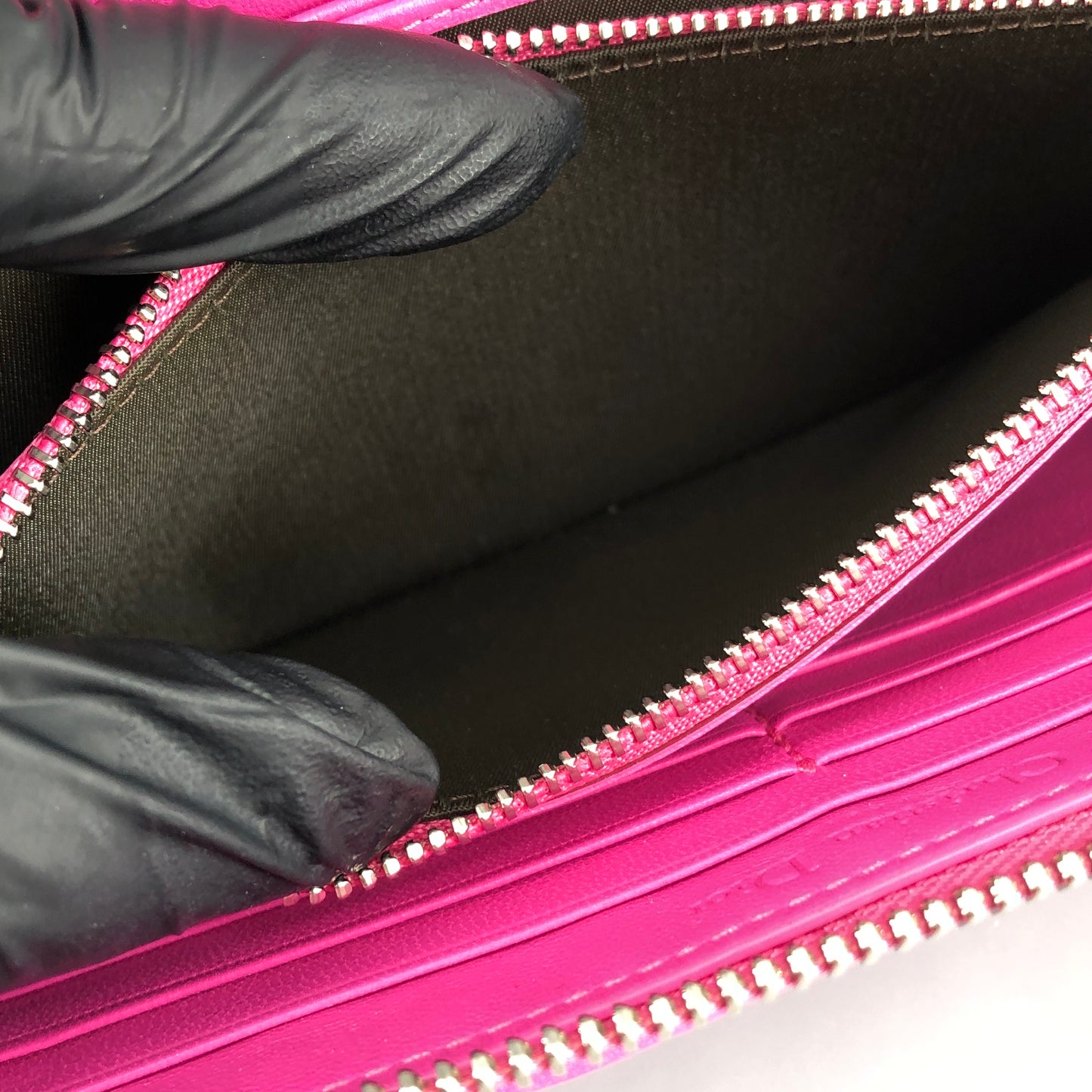 Christian Dior Cannage Quilted Leather Long Zip Around Wallet Hot Pink