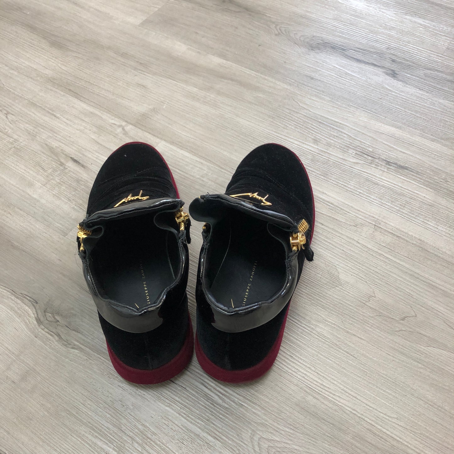 Giuseppe Zanotti Men's Black/Red Velvet Low-Top Sneakers shoes 41