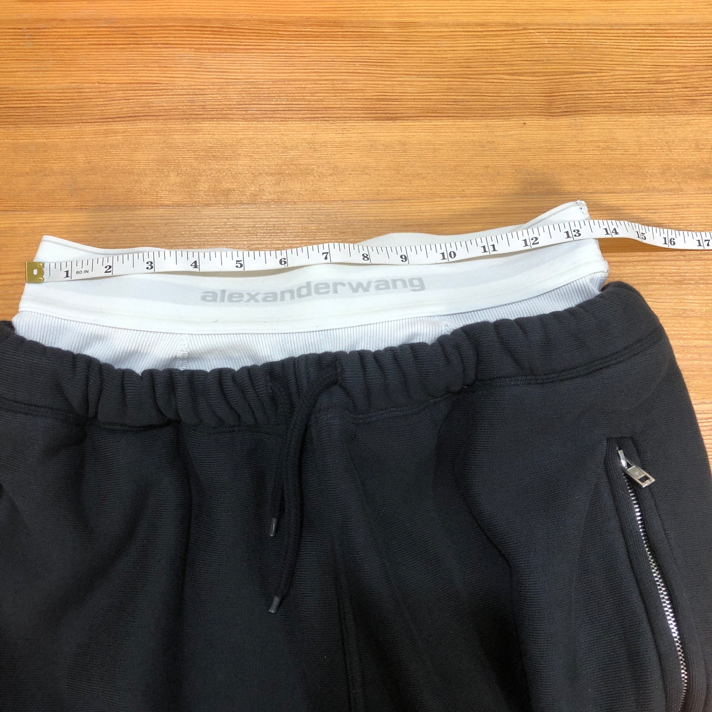 Alexander Wang Black Layered Waist Wide Leg Sweatpants Size M