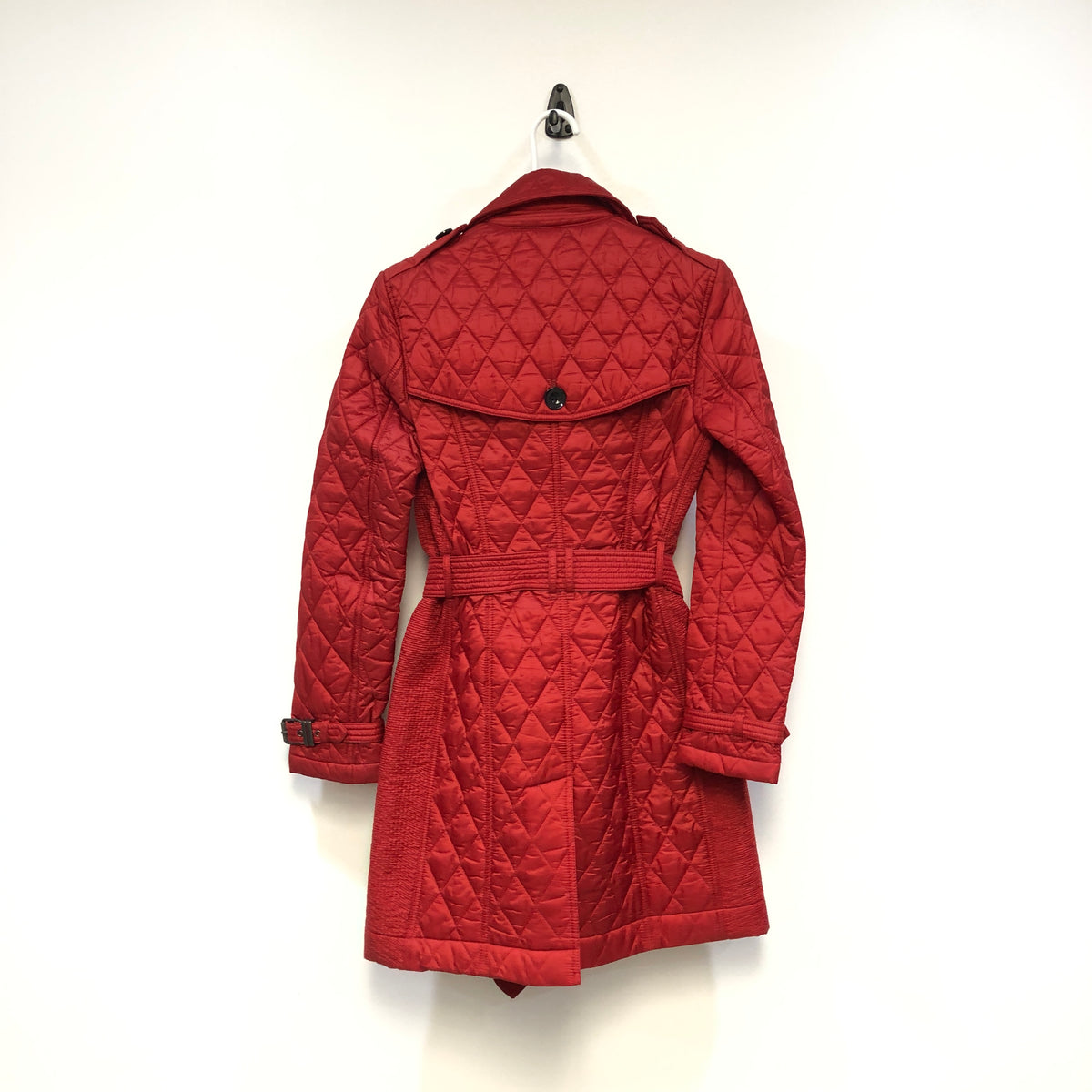Burberry Red Quilted Trench Coat Size XS