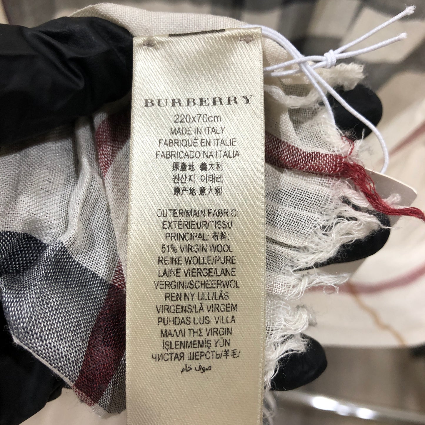 Burberry Classic Vintage Check Wool Cashmere Large Scarf  Beige/Black/Red