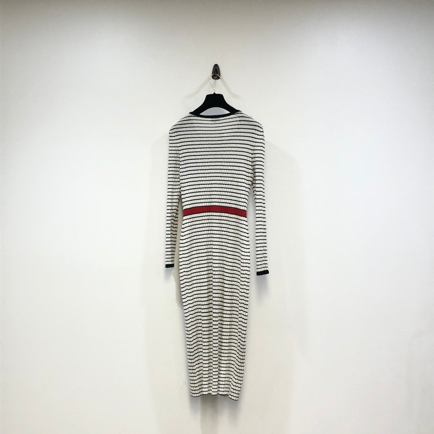 Chanel Black & White Striped Knit Midi Dress Size 36