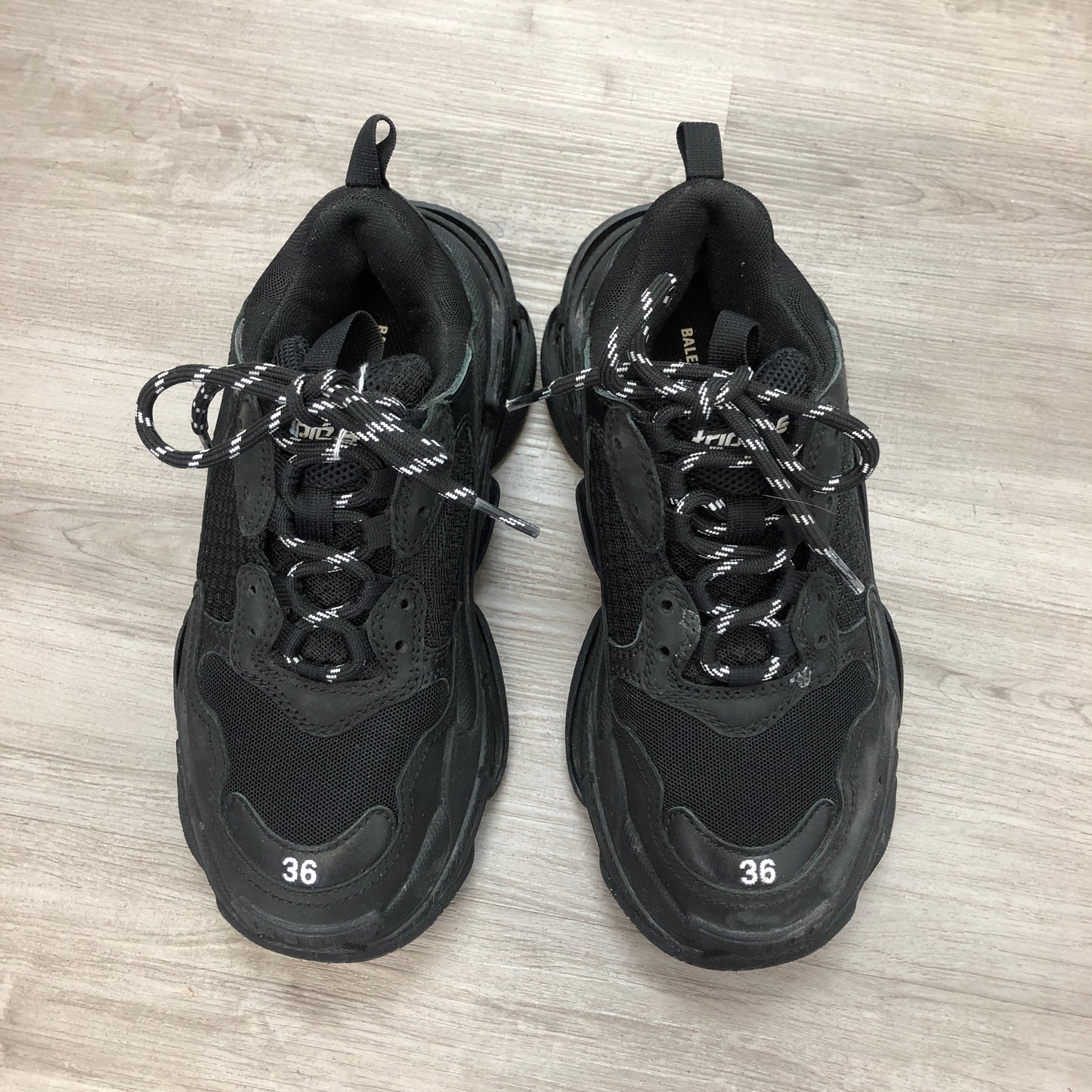 Balenciaga Women's Triple S All Black Mesh Chunky Dad Sneaker Shoes 36