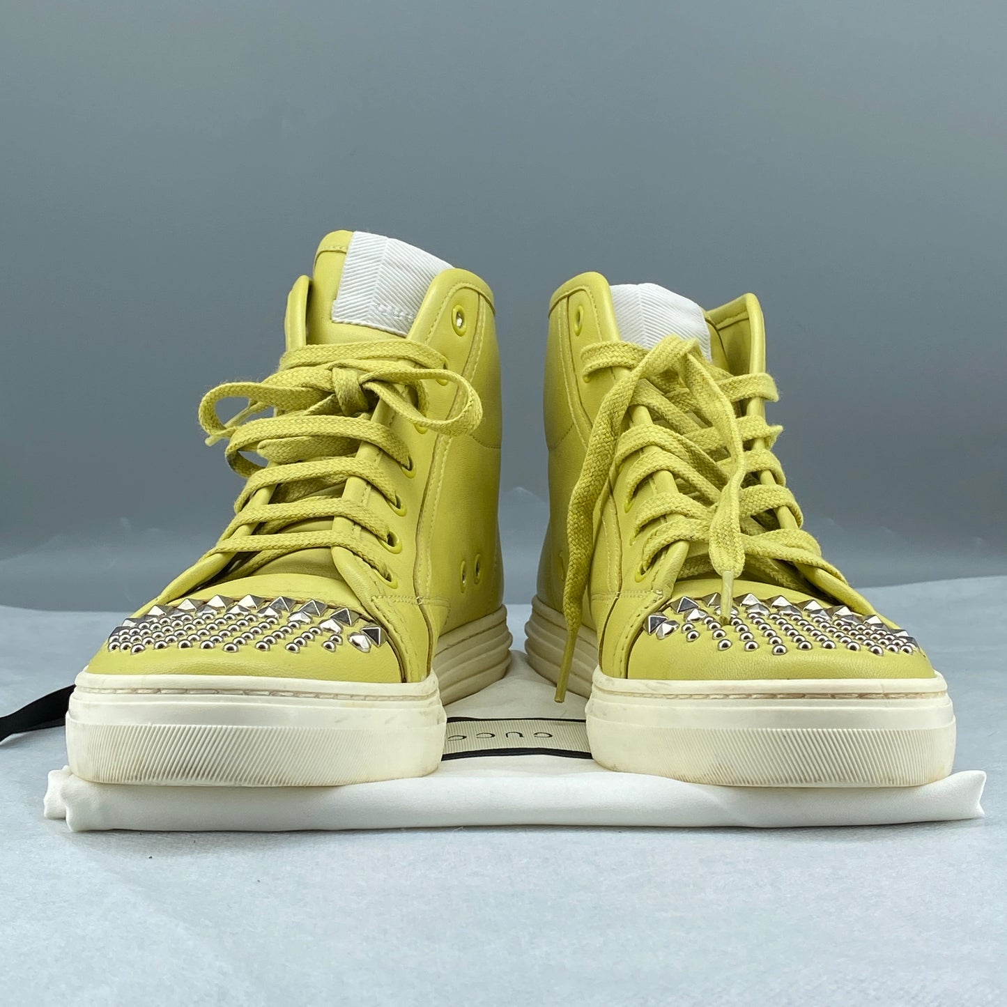 Gucci Yellow Rhinestone Toe Women's High‑Top Sneakers shoes Size36