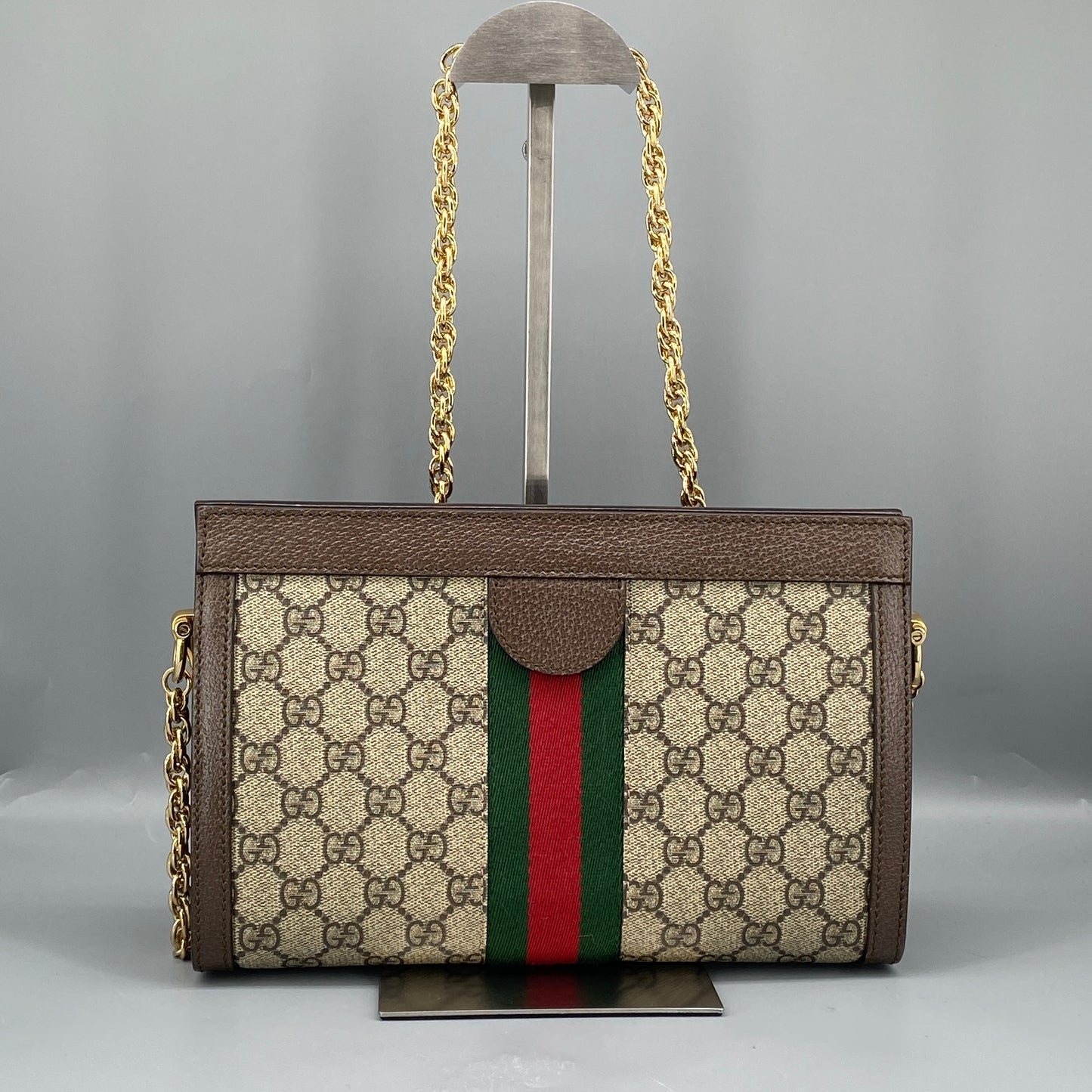 Gucci Ophidia Medium Shoulder Bag GG Supreme Web Stripe