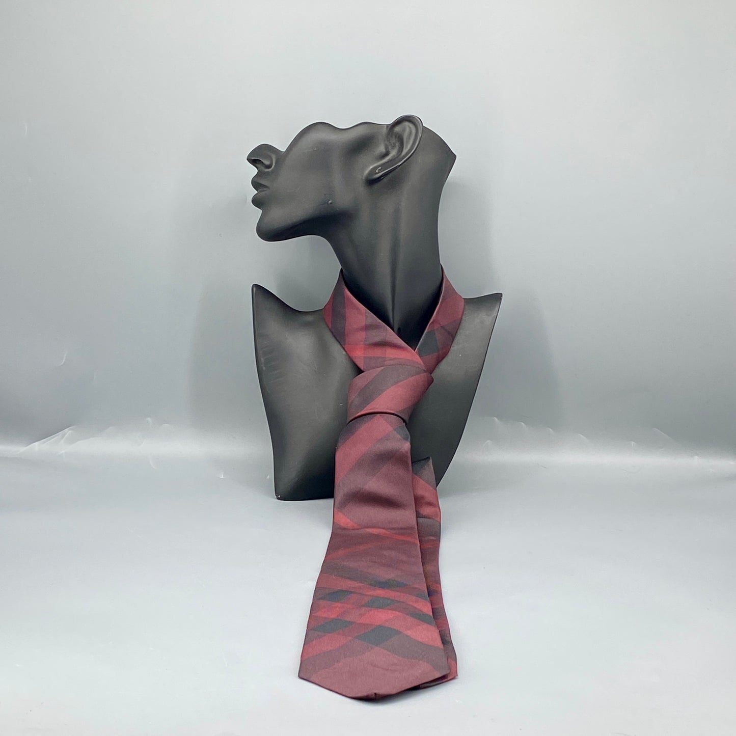 Burberry Red & Black Check Silk Tie