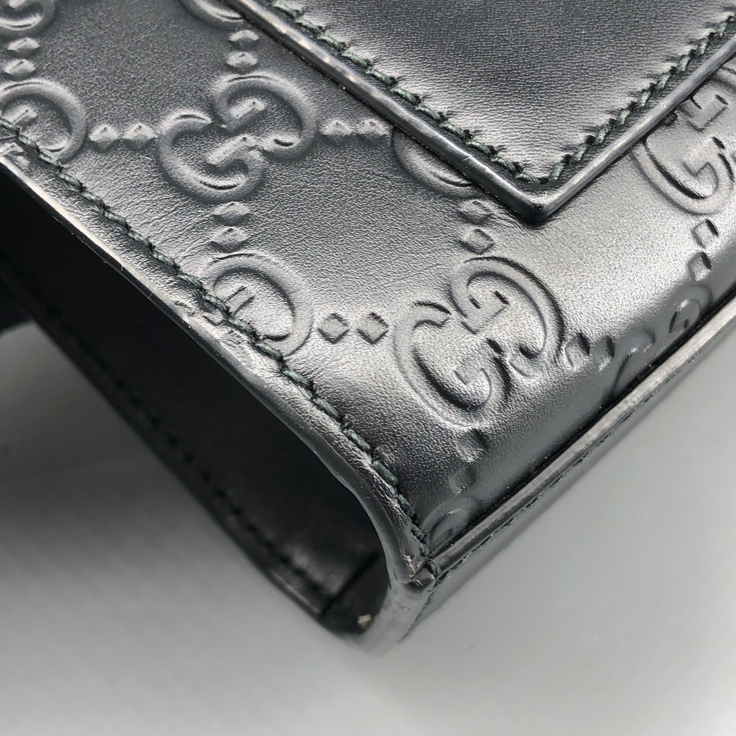 Gucci Black GG Embossed Leather Padlock Shoulder Bag
