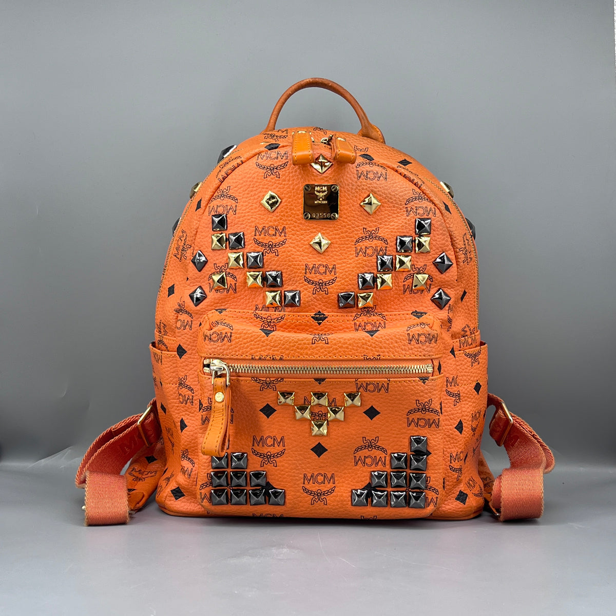 MCM Orange Visetos Backpack
