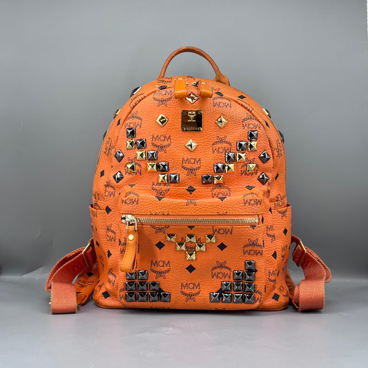MCM Orange Visetos Backpack