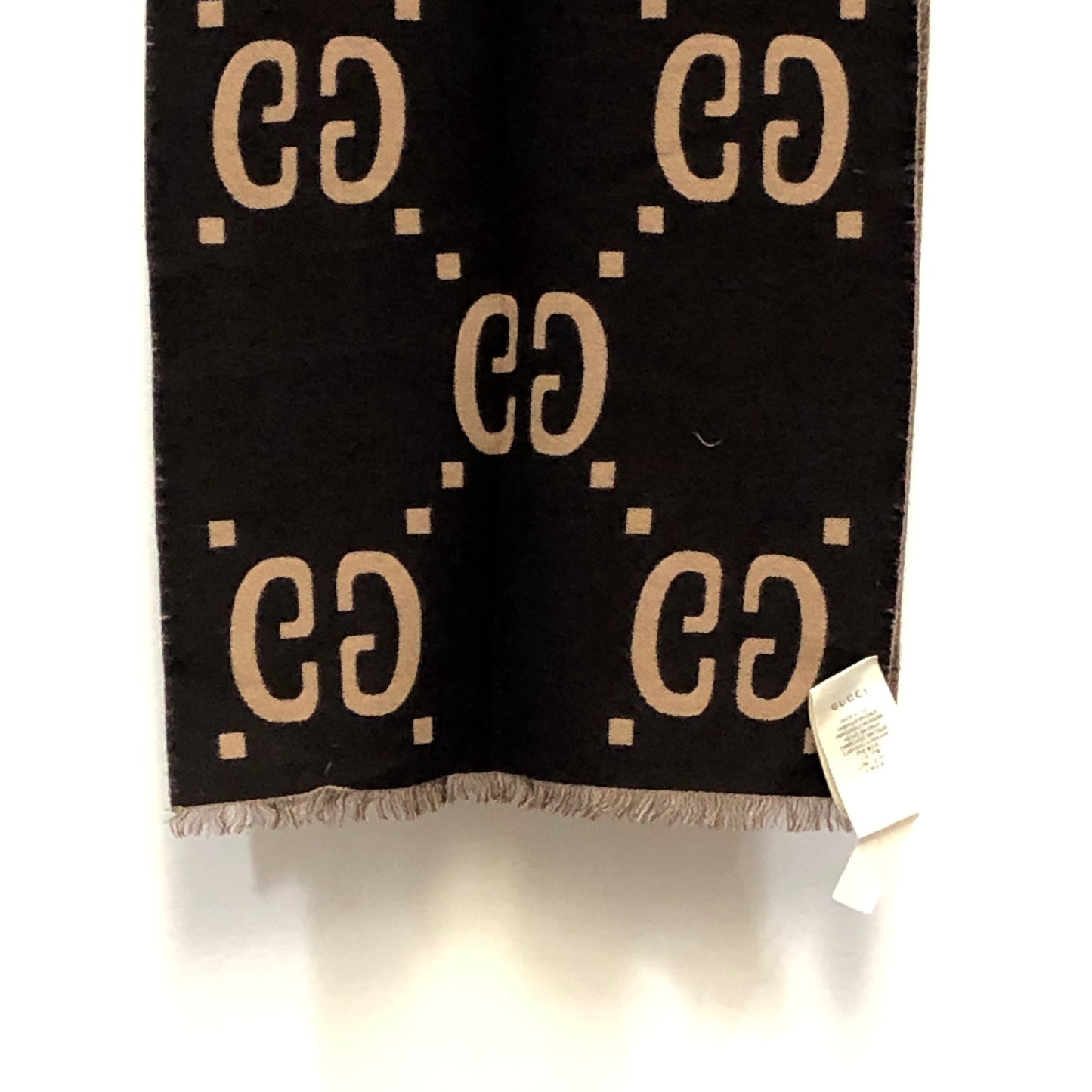 Gucci Brown Reversible Allover Pattern Scarf 184*37 cm