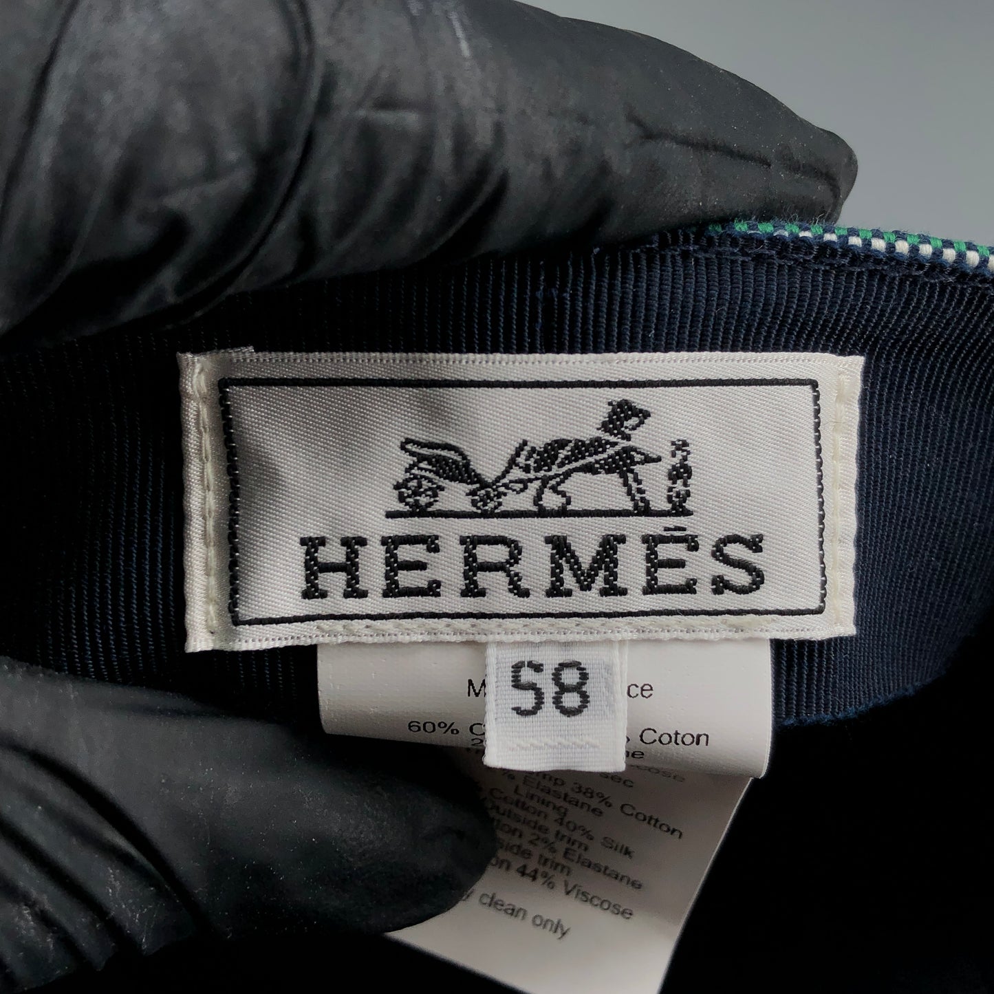 Hermes Dark Blue Woven Rib Newsboy Cap Size 58cm