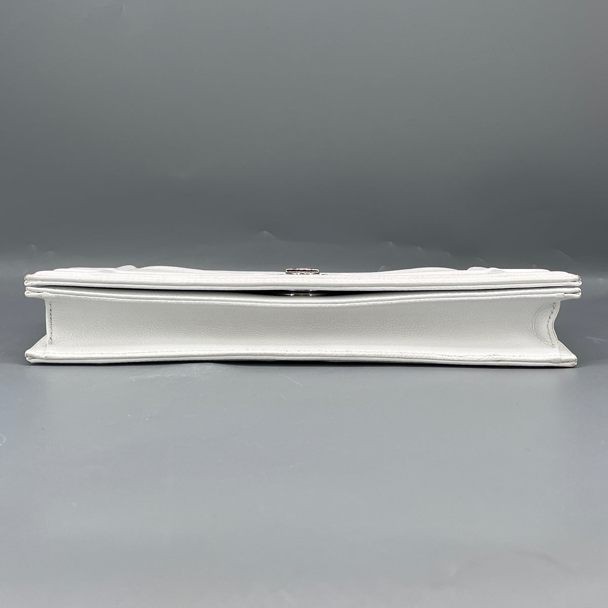 Christian Dior White Grained Calfskin Diorama Clutch Chain Bag