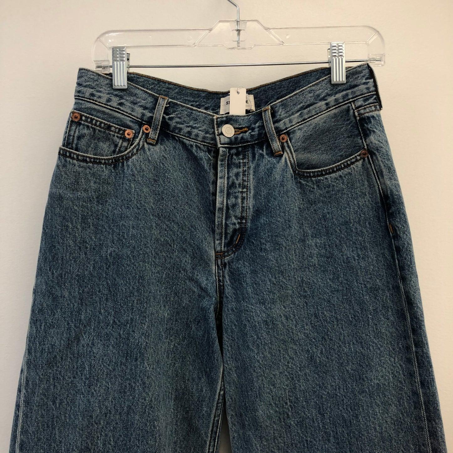 Still Here High-Waisted Straight Leg Jeans 26 Blue Denim