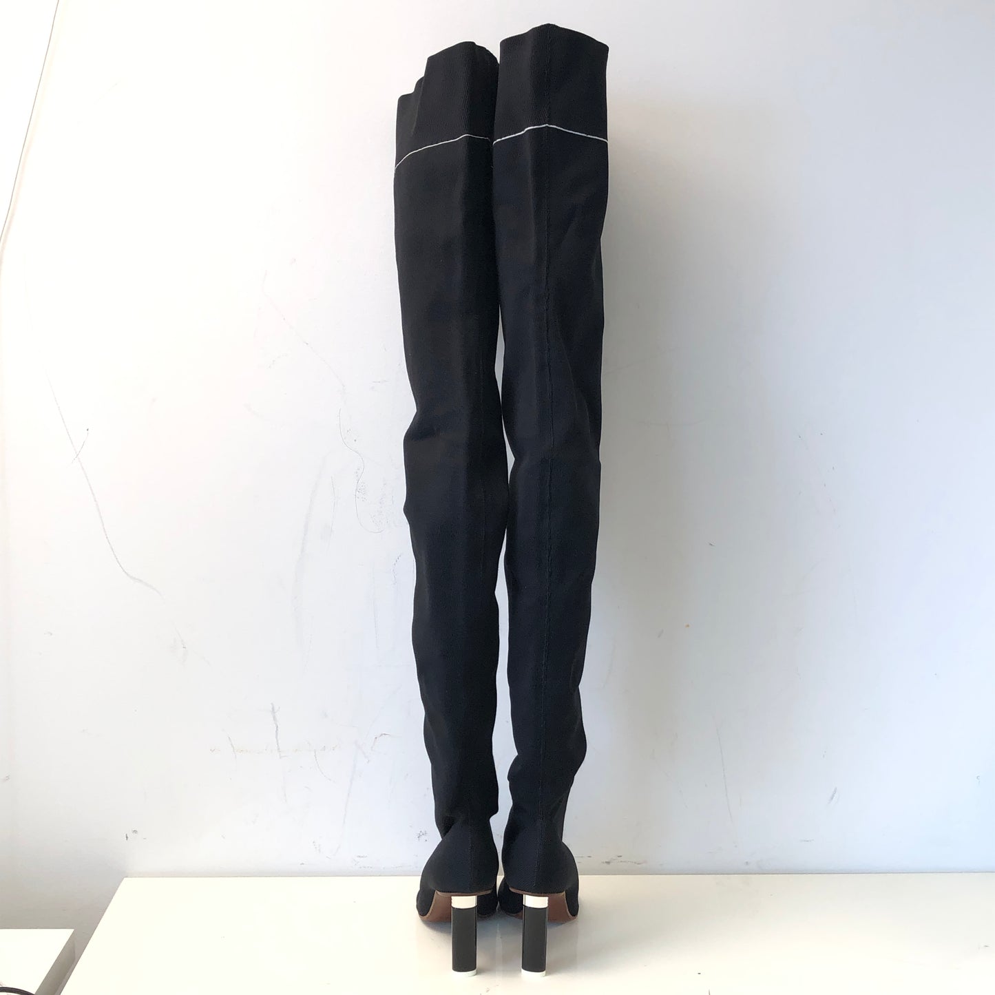 Vetements Black Over-the-Knee High Heel Boots Women's Shoes Size 38