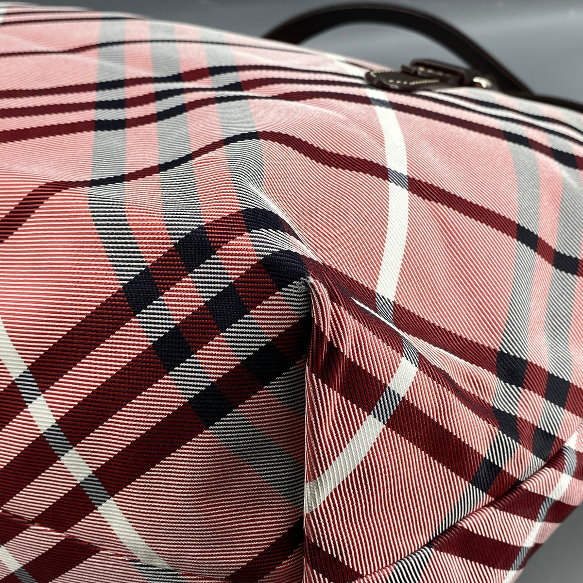 Burberry Pink Wine Check Tote Bag