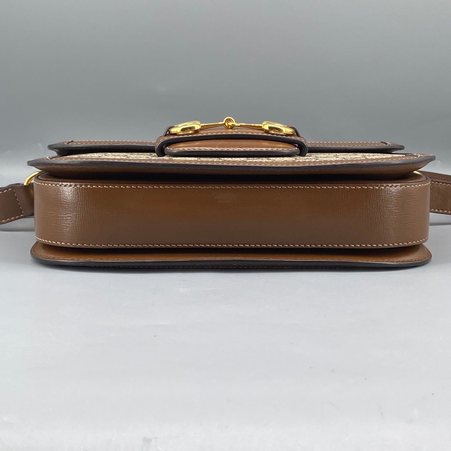 Gucci Beige & Caramel GG Supreme Horsebit 1955 Shoulder Crossbody Bag
