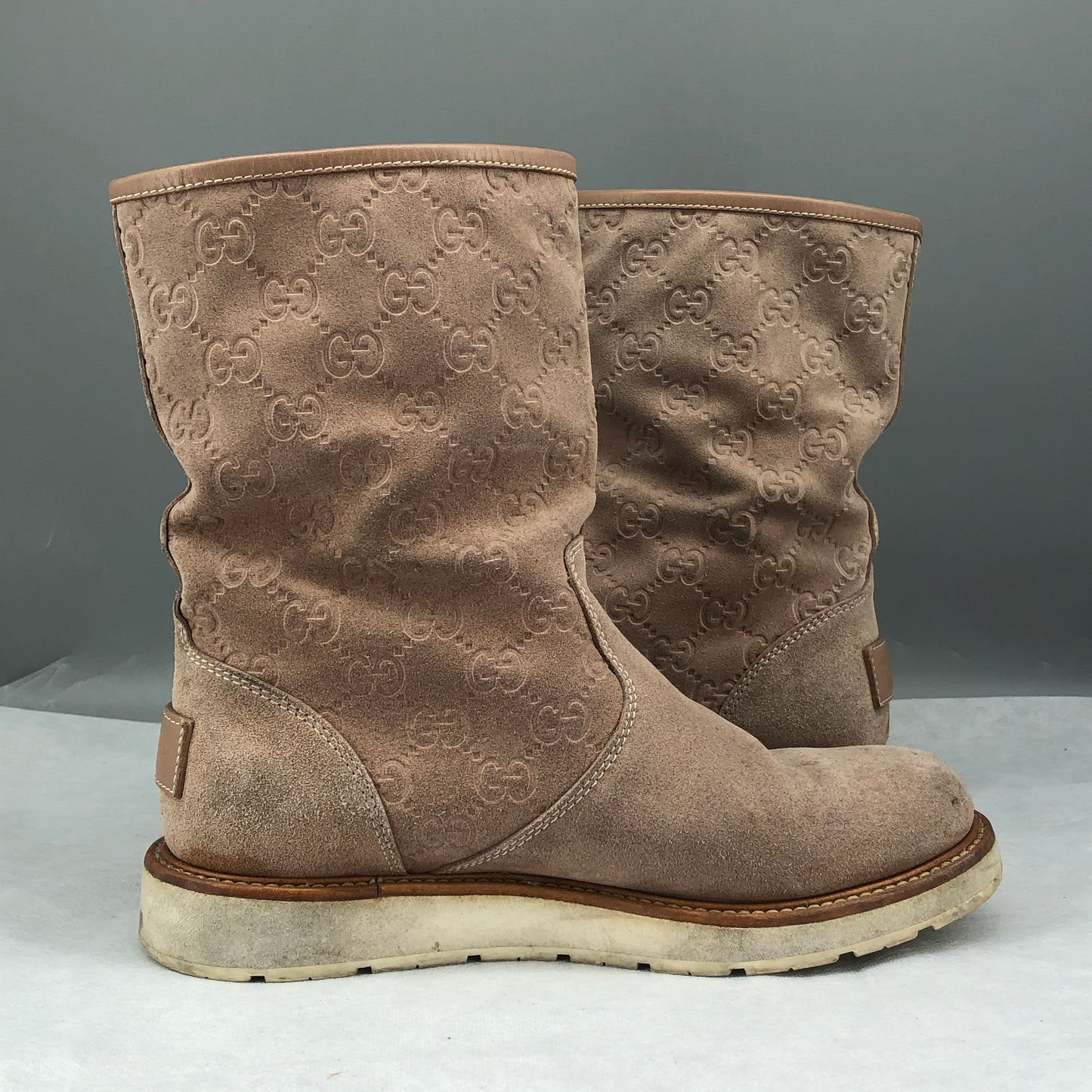 Gucci Taupe Pink Suede Mid-Calf Boots Size 36