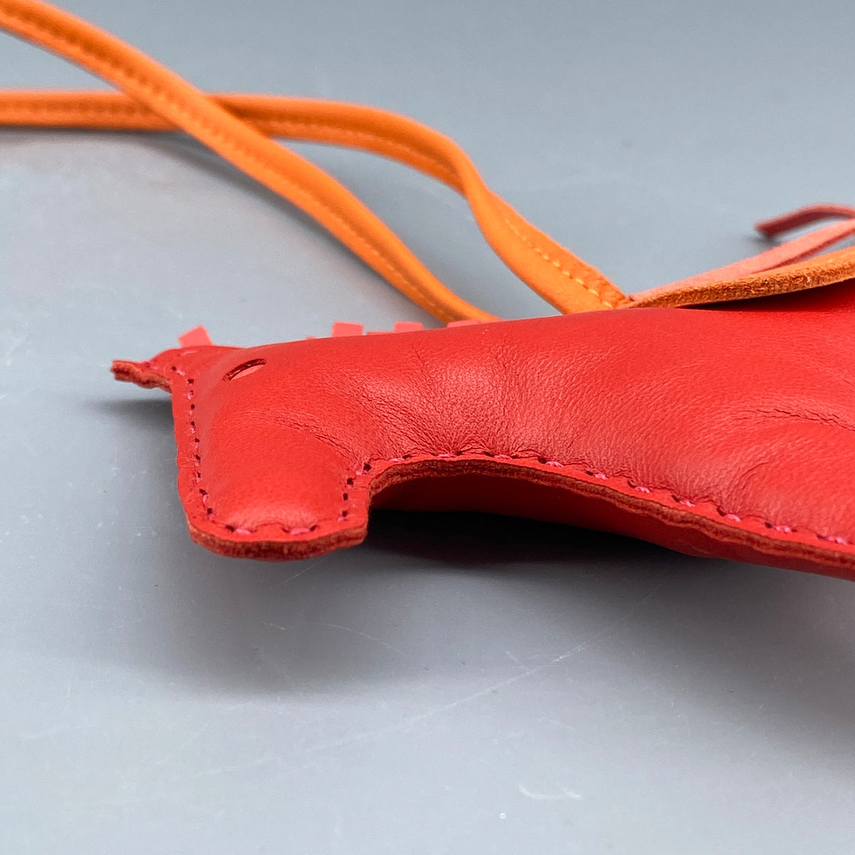 Hermes Rodeo Large Horse Bag Charm Red & Orange Leather