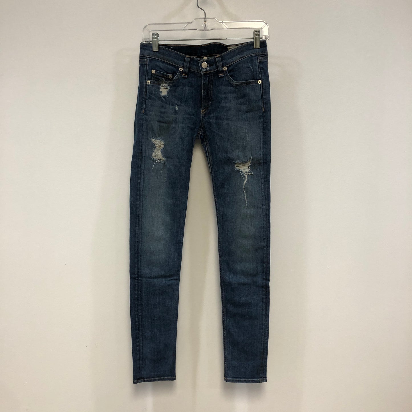 Rag & Bone Skinny Fit Distressed Jeans, Size 26, Blue