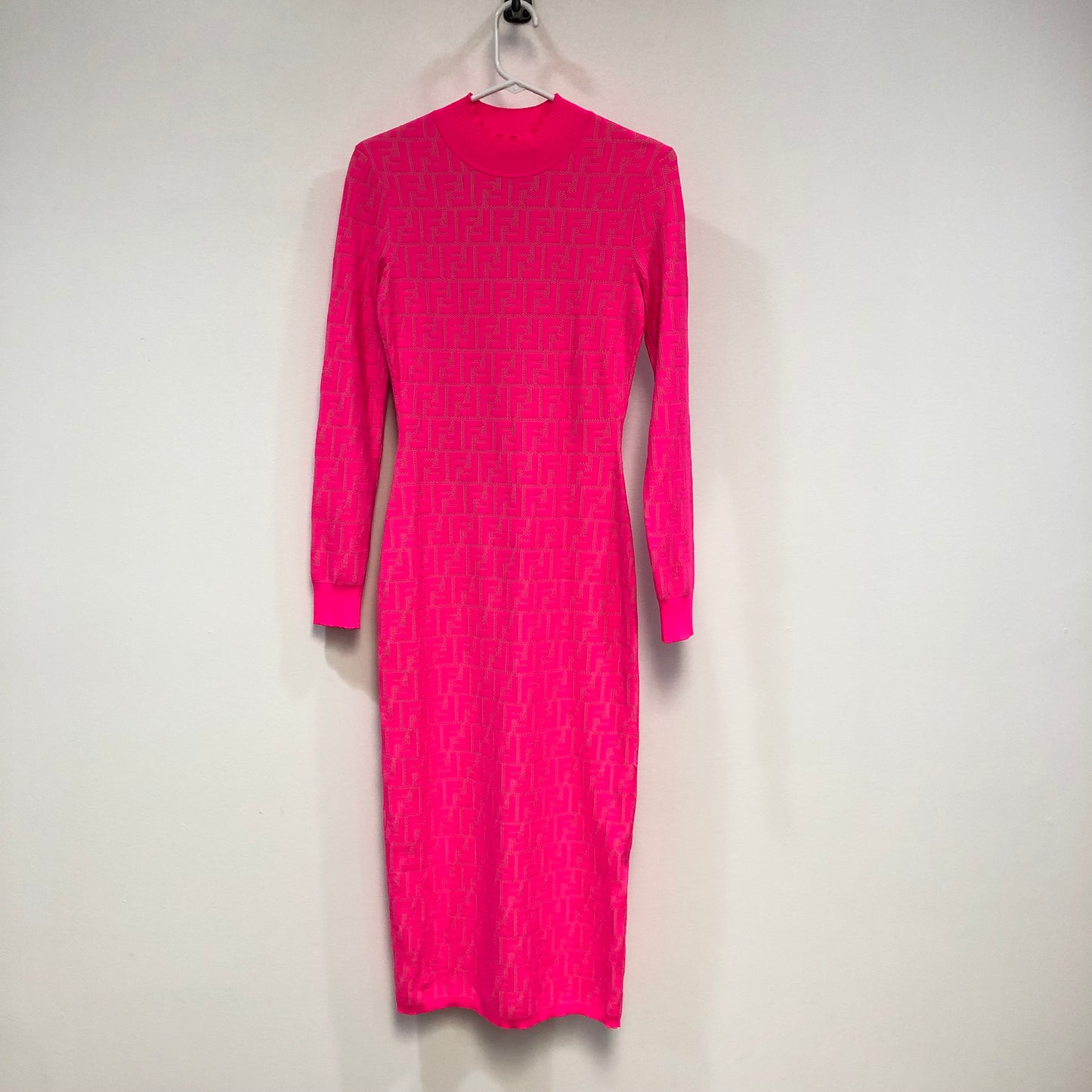 Fendi Long Sleeve Knit Dress Pink Size 38