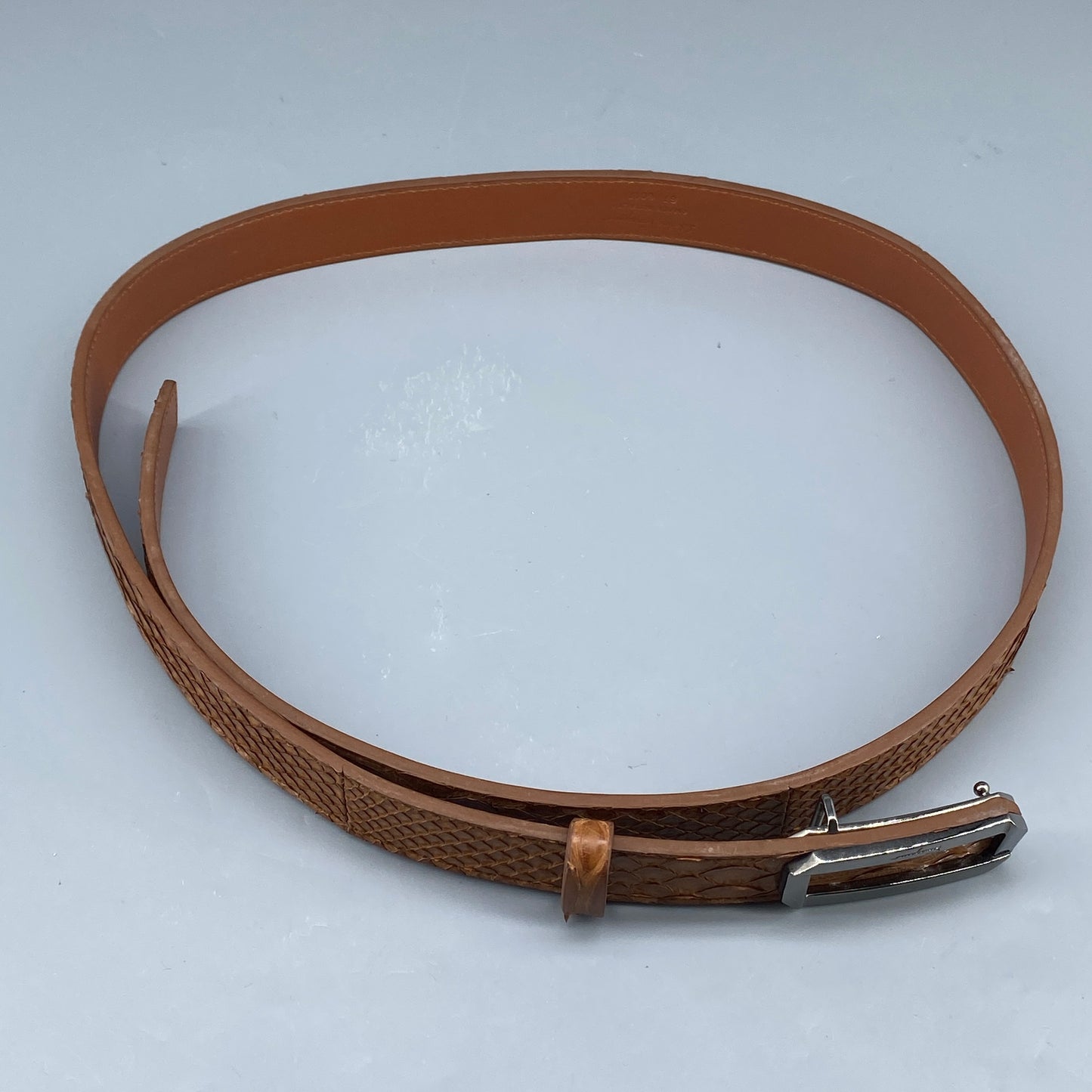 Ferragamo Caramel Embossed Leather Pin Buckle Belt 95cm