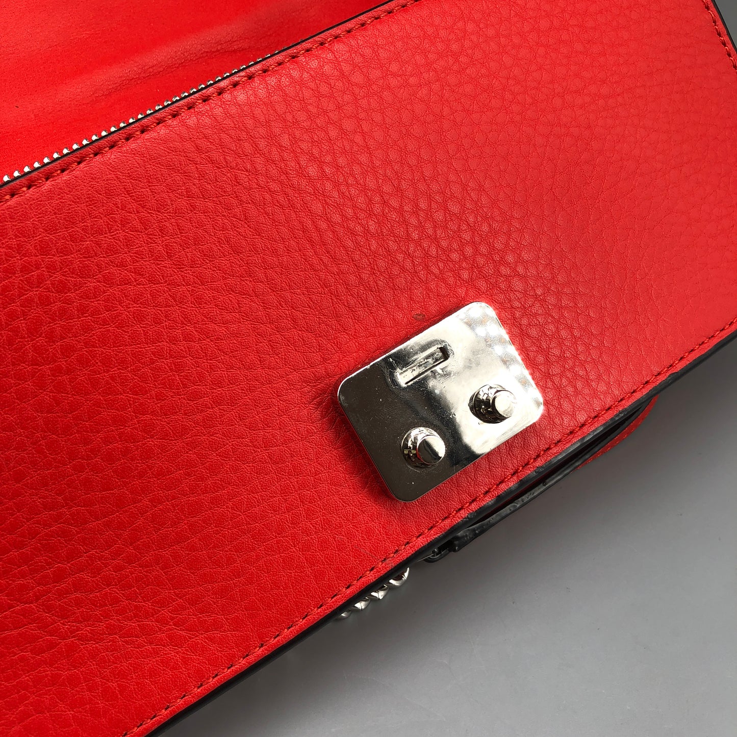Mackage Red Leather Chevron Metal Logo Flap Crossbody Bag