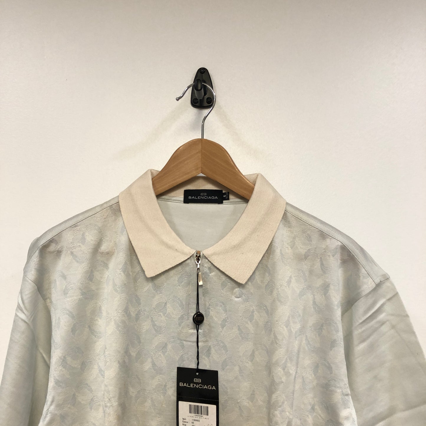 Balenciaga Mist Blue Jacquard Short Sleeve Shirt US Size 6